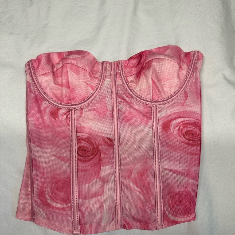 Pink Floral Bustier Top
